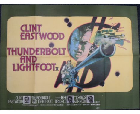Cinema, Clint Eastwood 2 original quad posters for 'Thunderbolt and Lightfoot X rated 1974 Clint Eastwood and Jeff Bridges mo