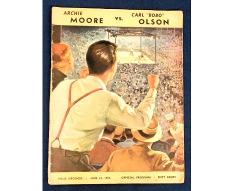Boxing programme, Archie Moore v Carl 'Bobo' Olson, World Light-Heavyweight Championship bout at the Polo Grounds, New York, 