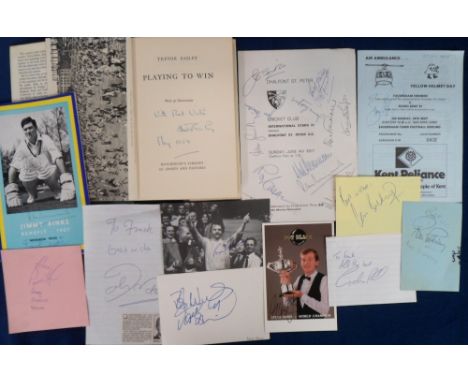 Sports autographs, selection, inc. Book 'Playing to Win' by Trevor Bailey, 1954 signed & dated inside by the author, 1967 Jim