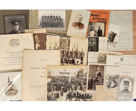Militaria, an interesting collection of 140+ items dating from 1822 to WW2 to include photographs, letters, programmes etc. V