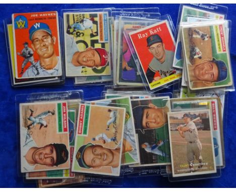 Trade cards, USA, Baseball, 40 cards majority issued by Topps in the 1950's / 1960's various issues (mixed condition fair/vg)