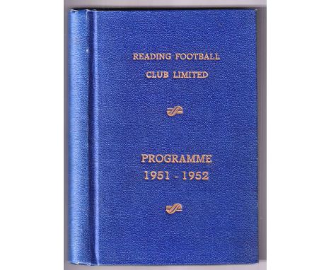 Football programmes, Reading FC, 1951/52, bound volume of 51 home programmes, first team &amp; reserve issues, numbered 1-51 