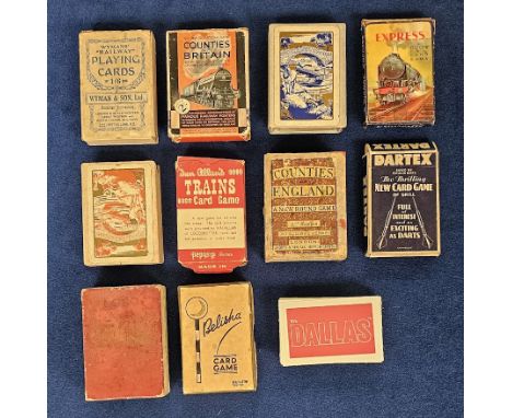 Playing Cards, 11 complete packs of vintage playing cards to include Lobo (de la Rue), Belisha, Dartex, Counties of England (