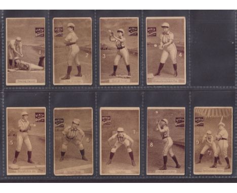 Cigarette cards, USA, Allen & Ginter, Women Baseball Players (set, 9 cards) (fair/gd)