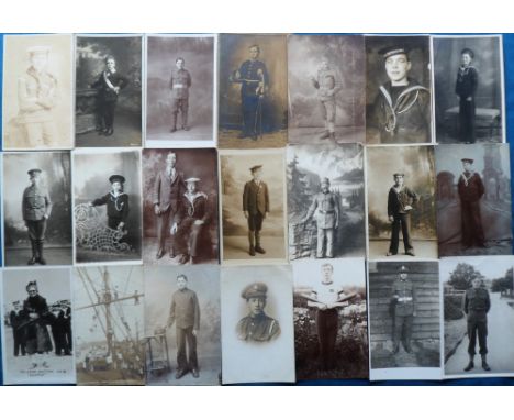 Postcards, a collection of approx. 44 cards relating to the army and navy. Mainly full length and above waist portraits and g