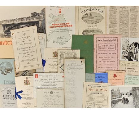 Ephemera, Wales, a large qty. of Welsh related items to include letters, tickets, bill heads, photos, cheques, maps etc. 1870