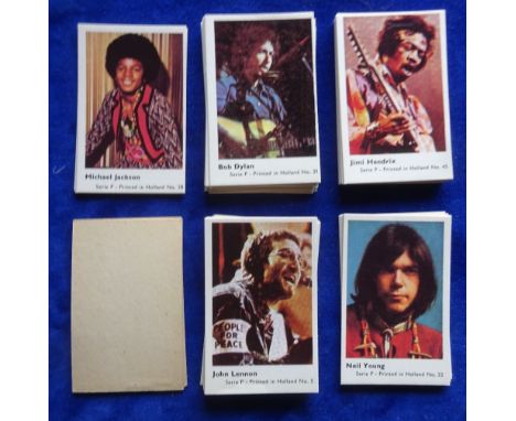 Trade cards, Dandy Gum Pop Stars series P cards 1-60 including Jimi Hendrix, Michael Jackson, Bob Dylan, Led Zeppelin etc (vg