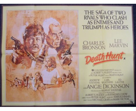 Cinema Posters, 3 quad posters to comprise 'Tom Horn' 1980 Steve McQueen, 'Death Hunt' 1981 Charles Bronson and Lee Marvin an