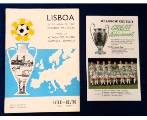 Football programme, Inter Milan v Celtic, 25 May, 1967, EC Final played in Lisbon, sold with 'Glasgow Celtic's Greatest Achie