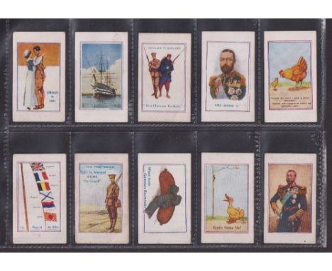 Cigarette & trade cards, Army Pictures, Cartoons etc, 10 type cards from 10 different issuers, all different subjects on the 