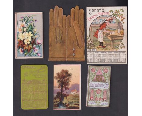 Trade cards, a collection of 6 early UK Calendar cards, various issuers, John Dewhurst & Sons, Skipton, 1879, Alfred Marston,