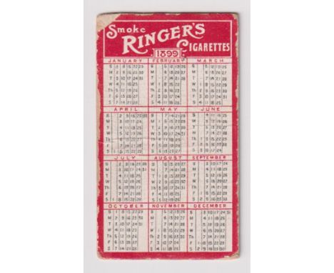 Cigarette card, Edwards, Ringer & Bigg, Calendar & Lighting Up Table, 1899 (crease, corner damage, fair/gd) (1) 