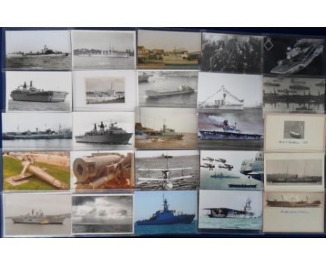 Transportation, Shipping, Worldwide Naval Vessels, approx. 100 postcard sized images of assorted Naval vessels almost all ann