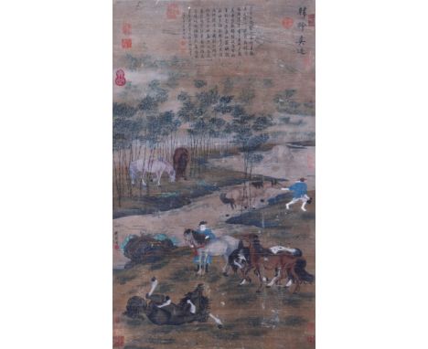 A Chinese Scroll Painting Signed Han Gan 90 x 50cm Tang Dynasty Heber R. Bishop Collection, picture of an old newspaper from 
