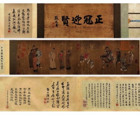 A Chinese Hand Scroll Painting Signed Liu Songnian 33 x 116cm Song Dynasty Heber R. Bishop Collection, picture of an old news