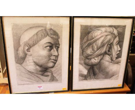 A set of five 18th century portrait engravings of Italian scholars and cardinals, each approx 40 x 29cm, in later Hogarth fra
