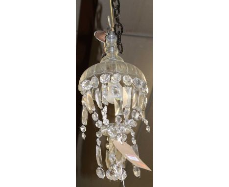 A cut glass hanging ceiling light (some losses), approx drop 50cm