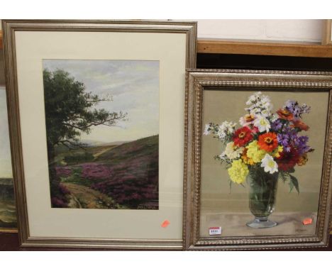 John Ernest Foster (1877-1968) - Moorland scene, oil, signed lower right, 39 x 29cm; and one other Still life by the artist (