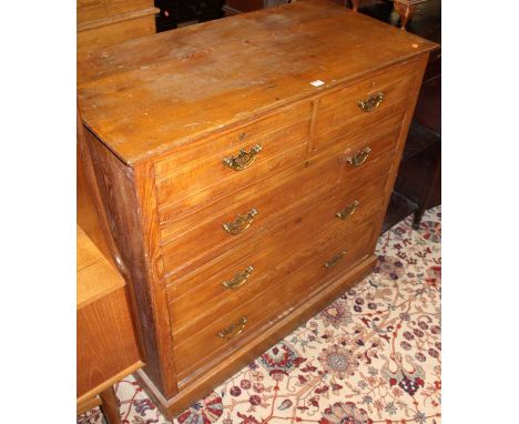 An Edwardian light oak square front chest of two short over three long drawers, width 106.5cm