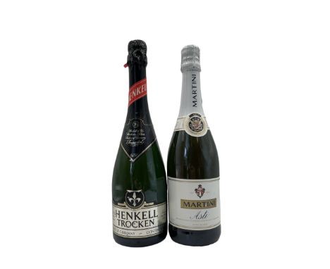 Two bottles of sparkling wine to include Martini Asti 75cl 7%vol. and Henkell Trocken 750ml&nbsp;