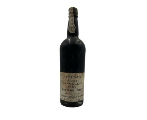 1969 Taylor's Quinta DE Vargellas Vintage Port Bottled in Oporto 1972 (Port sits base of neck- top of shoulder) 75cl 20%vol.