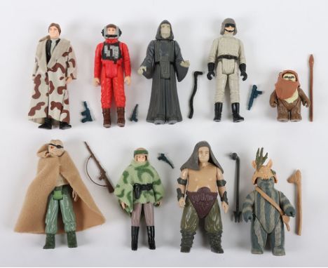 Nine  Loose Second Wave Vintage Star Wars ROTJ Figures 3 ¾ inches including: The Emperor @ LFL 1984 no coo, AT-ST Driver @ LF