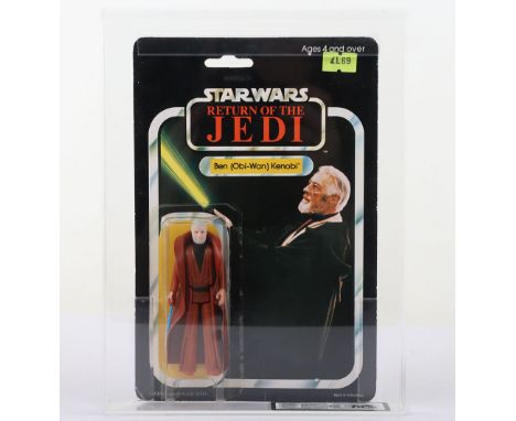Vintage Star Wars UKG Graded  75 Ben (Obi-Wan) Kenobi on Return of the Jedi 45 Back C Palitoy card, punched and with rare dou