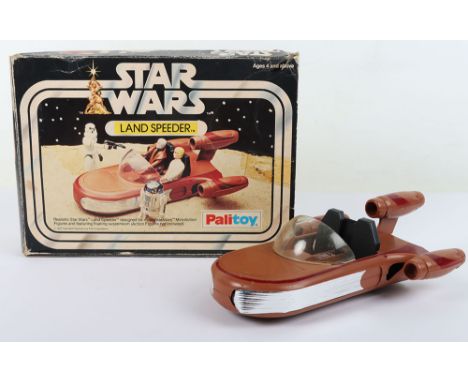 Vintage Palitoys Star Wars Land Speeder, 33322, featuring floating suspension, plastic model with Kenner products to base, in