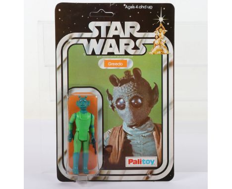 Vintage Star Wars Greedo on Palitoy 20 back card 1979, 3 ¾ inches mint action figure, unpunched original example, fully facto