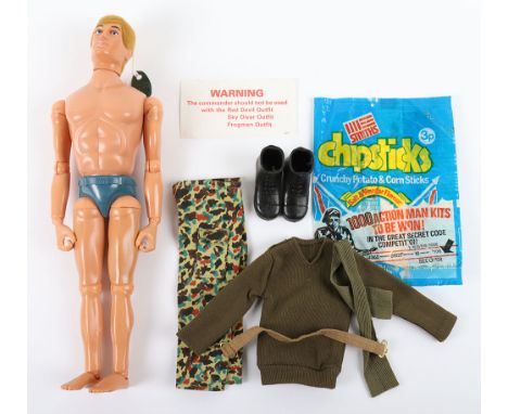 Vintage  Action Man Talking Commander, blond hair, eagle eyes, working voice box, complete with jersey, trousers, boots, scar