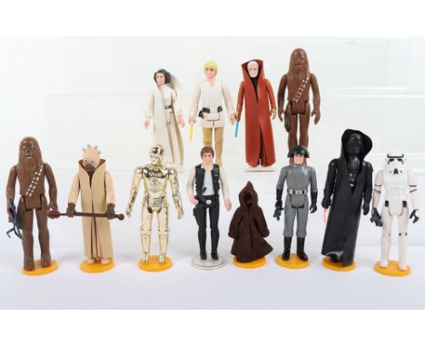 Twelve Loose First Wave Vintage Star Wars Figures, 3 ¾ inches, Chewbacca, with bowcaster @G.M.F.G.I 1977 Hong Kong, Chewbacca