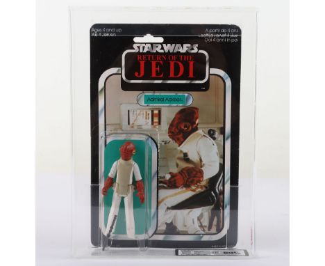 Vintage Star Wars UKG Graded 80 Admiral Ackbar on 1983 Palitoy, Return of the Jedi, punched 65 back B card with rare double s