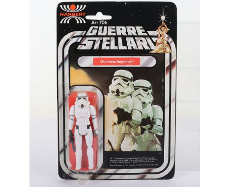Vintage Star Wars Stormtrooper (Guerriero Imperiale)  Fully factory sealed on Rare Harbert (Italian) card back, punched. Come