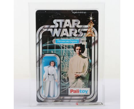 Vintage Star Wars AFA Graded 80 Princess Leia Organa Palitoy 12 back B card, 1978, 3 ¾ inches action figure, unpunched, super