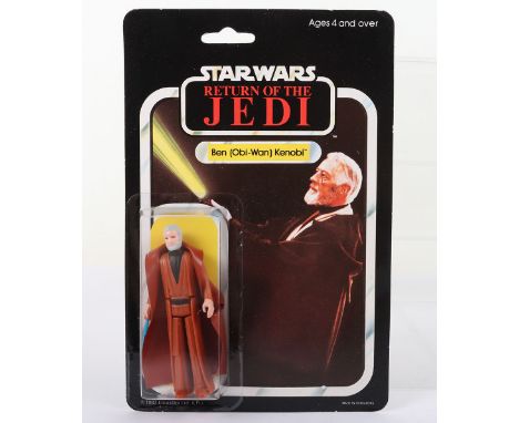 Vintage Star Wars Ben Kenobi Palitoy 1983, Return of the Jedi, fully factory sealed on punched 65 D card. Comes with acrylic 