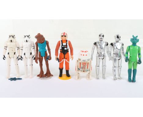 Eight Loose First/Second Wave Vintage Star Wars Figures, 3 ¾ inches including: Stormtrooper with Imperial blaster @G.M.F.G.I 