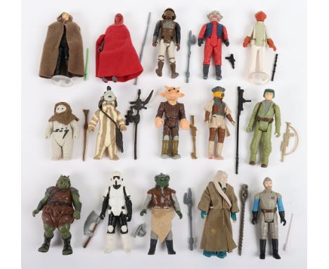 Fifteen  Loose Vintage Star Wars ROTJ First Wave Figures 3 ¾ inches including: Admiral Ackbar with baton @1982 LFL Taiwan, La