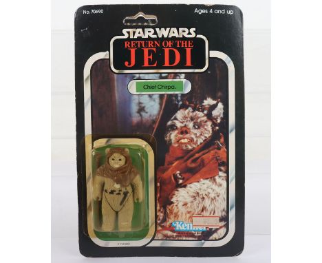Kenner Star Wars Japanese Tsukuda Issue Return of Chief Chirpa Vintage Original Carded Figure, 3 ¾ inches mint, factory sligh