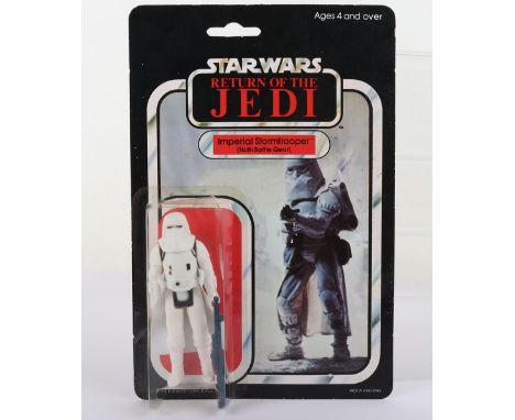 Vintage Star Wars Imperial Stormtrooper (Hoth Battle Gear) Return of the Jedi 1983, fully factory sealed rare double stem bub