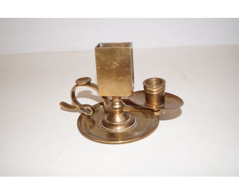 Swedish Gusums Bruk, brass chamber stick/matchbox holder, stamped to base
