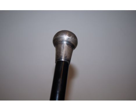 Silver engine turned mounted walking cane