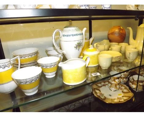 A Czechoslovakian tea service a Wedgwood coffee pot, a Johnson Brothers part tea service and a stoneware vase (qty)