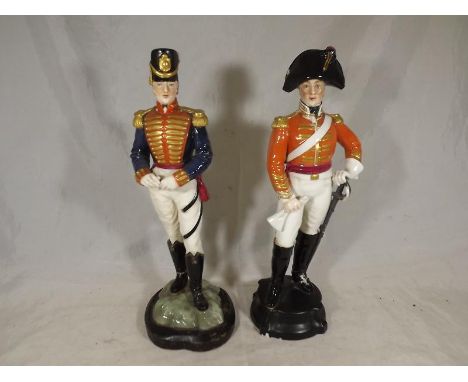 A Royal Worcester figurine depicting an Officer of the 3rd Dragoon Guards 1806, standing on a shaped moulded base, # 2675 for