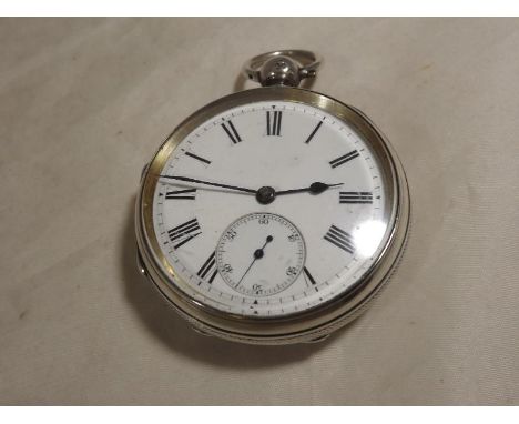 A gentleman's silver cased pocket watch, the case having assay marks for London 1896, casemaker PW, serial number 44086 stamp