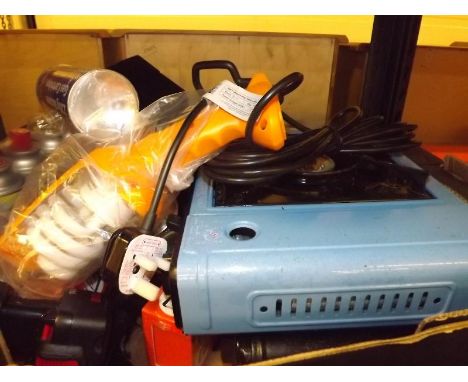 A mixed lot to include gas cartridges, gas stove, tools and similar