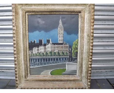 Edmund Murray (Sir Winston Churchill's bodyguard) - an oil on canvas depicting the Houses of Parliament, Palace of Westminste