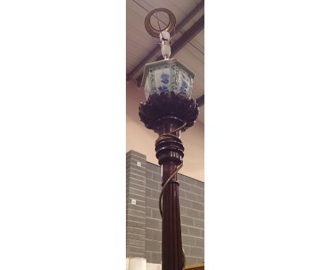 Mahogany standard lamp on tripod claw foot base, H: 190 cm. Not available for in-house P&amp;P, contact Paul O'Hea at Mailbox