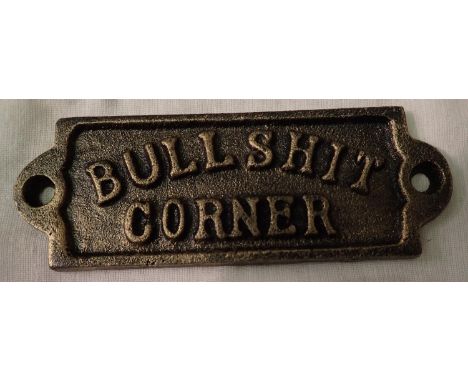Cast iron Bull**** Corner plaque, 16 x 16 cm. P&amp;P Group 1 (£14+VAT for the first lot and £1+VAT for subsequent lots) 