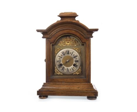 EARLY 20TH CENTURY MANTEL CLOCK, the two train eight day movement by Junghans, the gilt dial with silvered chapter ring with 