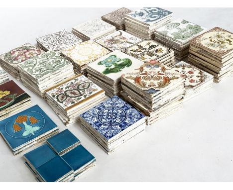 WALL TILES, a large quantity, 19th century English Stoke on Trent, Mintons and others, mostly six inches, approx 142.